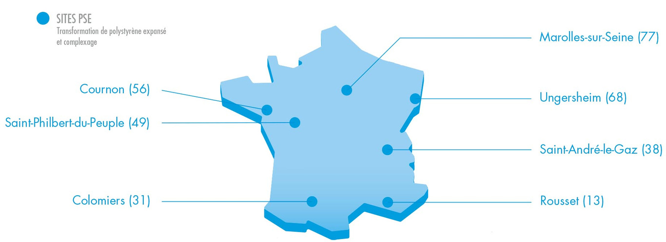 Sites de production de PSE Knauf en France